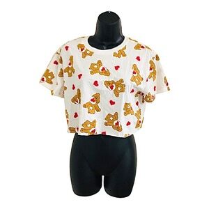 Care Bears cropped‎ care bears & red hearts cropped white top size medium new